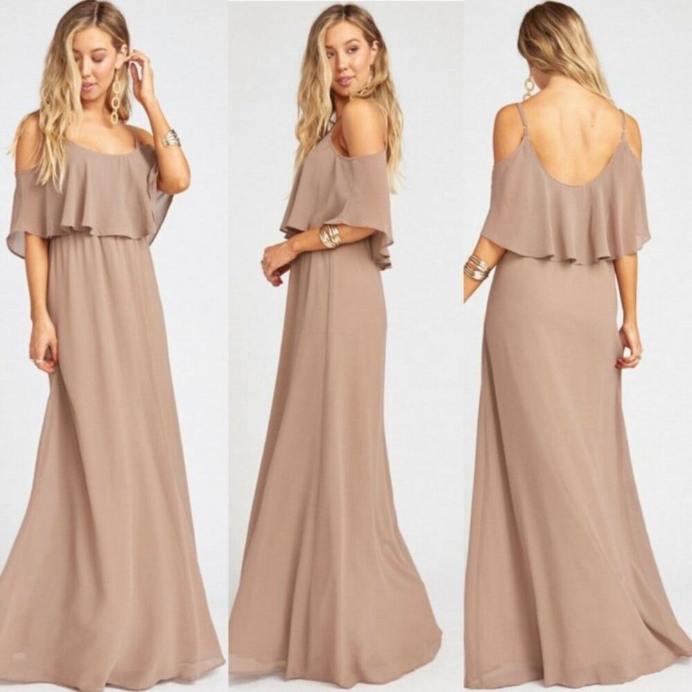 Show Me Your Mumu Caitlin Ruffle Maxi Dress Dune Chiffon Size Small New With Tag